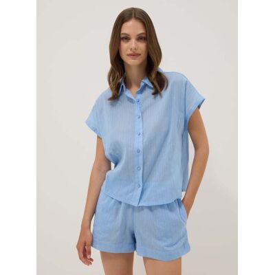 OVS , Pigiama Azzurro In Cotone Organico, Donna, Denim, Taglia: L OVS , Pigiama Azzurro In Cotone Organico, Donna, Denim, Taglia: L
