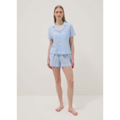 OVS , Pigiama In Puro Cotone A Righe Azzurro Regular Fit, Donna, Azzurro, Taglia: XL OVS , Pigiama In Puro Cotone A Righe Azzurro Regular Fit, Donna, Azzurro, Taglia: XL