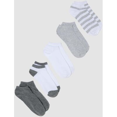 OVS , Multipack Di Cinque Calzini Alla Caviglia Grigi E Bianchi In Misto Cotone, Donna, Multicolor, Taglia: 39-41 OVS , Multipack Di Cinque Calzini Alla Caviglia Grigi E Bianchi In Misto Cotone, Donna, Multicolor, Taglia: 39-41