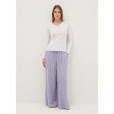 OVS , Pantaloni Pigiama In Pura Viscosa Viola A Righe Regular Fit, Donna, Viola, Taglia: S OVS , Pantaloni Pigiama In Pura Viscosa Viola A Righe Regular Fit, Donna, Viola, Taglia: S