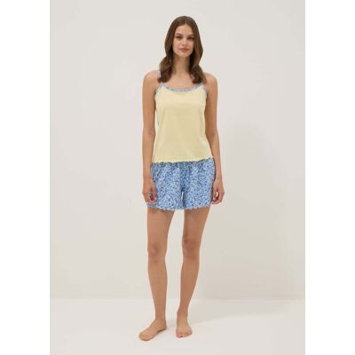 OVS , Pigiama Giallo In Puro Cotone Con Top A Spalline Sottili Regular Fit, Donna, Giallo, Taglia: S OVS , Pigiama Giallo In Puro Cotone Con Top A Spalline Sottili Regular Fit, Donna, Giallo, Taglia: S