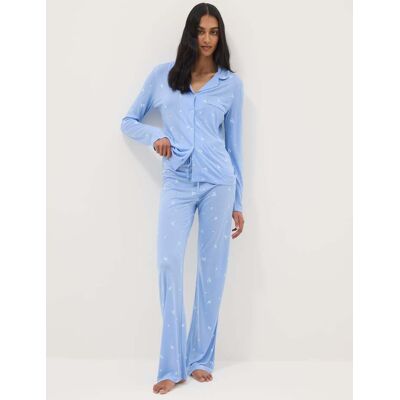 OVS , Pigiama In Pura Viscosa Azzurro Regular Fit Con Motivo Floreale, Donna, Azzurro, Taglia: XL OVS , Pigiama In Pura Viscosa Azzurro Regular Fit Con Motivo Floreale, Donna, Azzurro, Taglia: XL