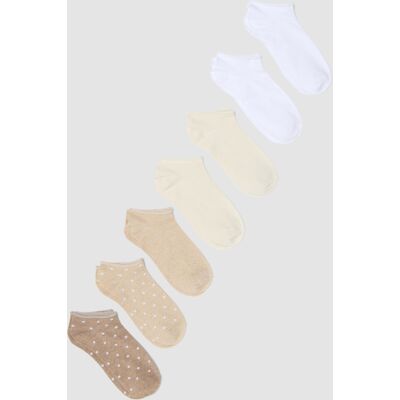OVS , Multipack Di Sette Calzini Invisibili Bianchi In Tessuto Elasticizzato, Donna, Beige, Taglia: 39-41 OVS , Multipack Di Sette Calzini Invisibili Bianchi In Tessuto Elasticizzato, Donna, Beige, Taglia: 39-41