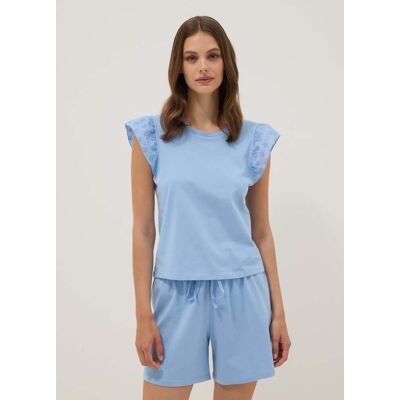 OVS , Pigiama Azzurro In Puro Cotone Regular Fit, Donna, Azzurro, Taglia: M OVS , Pigiama Azzurro In Puro Cotone Regular Fit, Donna, Azzurro, Taglia: M