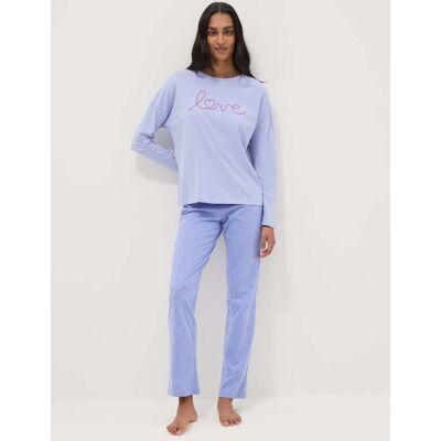 OVS , Pigiama In Puro Cotone Viola Regular Fit Con Ricamo, Donna, Viola, Taglia: XXL OVS , Pigiama In Puro Cotone Viola Regular Fit Con Ricamo, Donna, Viola, Taglia: XXL