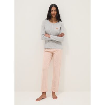OVS , Pigiama In Puro Cotone Multicolor Regular Fit Con Croissant, Donna, Multicolor, Taglia: XL OVS , Pigiama In Puro Cotone Multicolor Regular Fit Con Croissant, Donna, Multicolor, Taglia: XL
