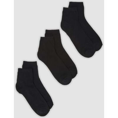 OVS , Tripack Di Calze Sportive Nere Alla Caviglia In Cotone Organico, Uomo, Nero, Taglia: 43-46 OVS , Tripack Di Calze Sportive Nere Alla Caviglia In Cotone Organico, Uomo, Nero, Taglia: 43-46