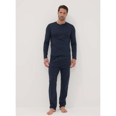 OVS , Pigiama Blu In Puro Cotone Organico Con Scollo Serafino Regular Fit, Uomo, Blu, Taglia: XL OVS , Pigiama Blu In Puro Cotone Organico Con Scollo Serafino Regular Fit, Uomo, Blu, Taglia: XL