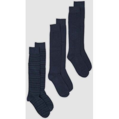 OVS , Tripack Di Calze Lunghe Blu In Cotone Organico Elasticizzato, Uomo, Nero, Taglia: 43-46 OVS , Tripack Di Calze Lunghe Blu In Cotone Organico Elasticizzato, Uomo, Nero, Taglia: 43-46