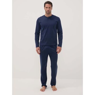 OVS , Pigiama Blu In Puro Cotone Organico Con Scollo Serafino Regular Fit, Uomo, Blu, Taglia: S OVS , Pigiama Blu In Puro Cotone Organico Con Scollo Serafino Regular Fit, Uomo, Blu, Taglia: S