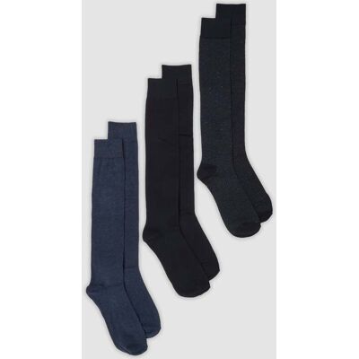 OVS , Tripack Di Calze Lunghe Blu E Nere In Cotone Organico Elasticizzato, Uomo, Multicolor, Taglia: 43-46 OVS , Tripack Di Calze Lunghe Blu E Nere In Cotone Organico Elasticizzato, Uomo, Multicolor, Taglia: 43-46