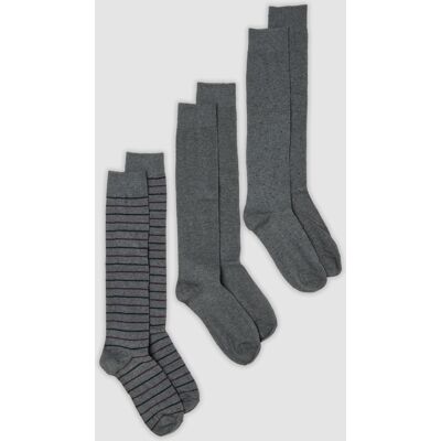 OVS , Tripack Di Calze Lunghe Grigie In Cotone Organico Elasticizzato, Uomo, Grigio, Taglia: 38-42 OVS , Tripack Di Calze Lunghe Grigie In Cotone Organico Elasticizzato, Uomo, Grigio, Taglia: 38-42