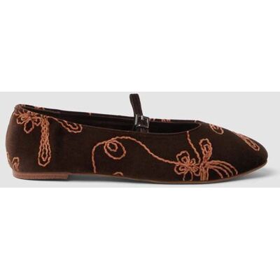 LES COPAINS , Ballerine Marroni Con Cinturino E Ricamo Floreale, Donna, Marrone, Taglia: 38 LES COPAINS , Ballerine Marroni Con Cinturino E Ricamo Floreale, Donna, Marrone, Taglia: 38
