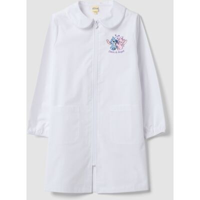 Disney , Grembiule Da Scuola Bianco Con Zip E Ricamo Stitch Per Bambina, Bianco, Taglia: 7-8 Disney , Grembiule Da Scuola Bianco Con Zip E Ricamo Stitch Per Bambina, Bianco, Taglia: 7-8