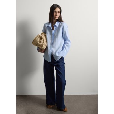 Stefanel - Jeans in cotone denim elasticizzato blu wide leg, Donna, Blu denim, Taglia 48 Stefanel - Jeans in cotone denim elasticizzato blu wide leg, Donna, Blu denim, Taglia 48