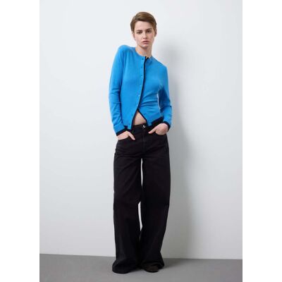 Stefanel - Cardigan in misto lana e cotone azzurro regular fit, Donna, Blu chiaro, Taglia S Stefanel - Cardigan in misto lana e cotone azzurro regular fit, Donna, Blu chiaro, Taglia S