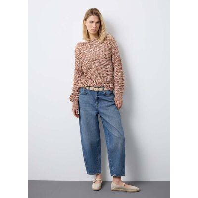 Stefanel - Jeans balloon in puro cotone denim blu regular fit, Donna, Blu denim, Taglia 48 Stefanel - Jeans balloon in puro cotone denim blu regular fit, Donna, Blu denim, Taglia 48