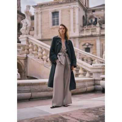 Stefanel - Trench lungo con fibbia, Donna, Grigio scuro, Taglia XS Stefanel - Trench lungo con fibbia, Donna, Grigio scuro, Taglia XS