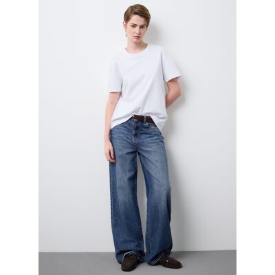 Stefanel - Jeans in puro cotone blu regular fit, Donna, Blu denim, Taglia 44 Stefanel - Jeans in puro cotone blu regular fit, Donna, Blu denim, Taglia 44