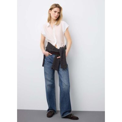 Stefanel - Jeans a gamba dritta in puro cotone denim blu, Donna, Blu denim, Taglia 48 Stefanel - Jeans a gamba dritta in puro cotone denim blu, Donna, Blu denim, Taglia 48