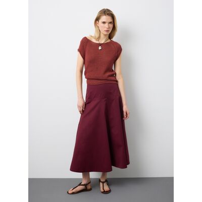 Stefanel - Gonna lunga rossa in puro cotone regular fit, Donna, Rosso scuro, Taglia 48 Stefanel - Gonna lunga rossa in puro cotone regular fit, Donna, Rosso scuro, Taglia 48