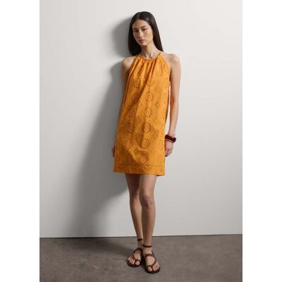 Stefanel - Abito mini arancione in puro cotone sangallo regular fit, Donna, Arancione, Taglia 42 Stefanel - Abito mini arancione in puro cotone sangallo regular fit, Donna, Arancione, Taglia 42