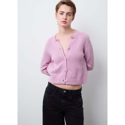 Stefanel - Cardigan in puro cotone rosa regular fit con bottoni, Donna, Rosa pastello, Taglia L Stefanel - Cardigan in puro cotone rosa regular fit con bottoni, Donna, Rosa pastello, Taglia L