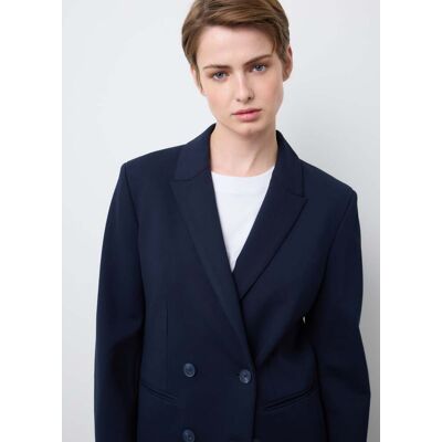 Stefanel - Blazer doppiopetto blu in misto viscosa elasticizzata, Donna, Blu, Taglia 42 Stefanel - Blazer doppiopetto blu in misto viscosa elasticizzata, Donna, Blu, Taglia 42