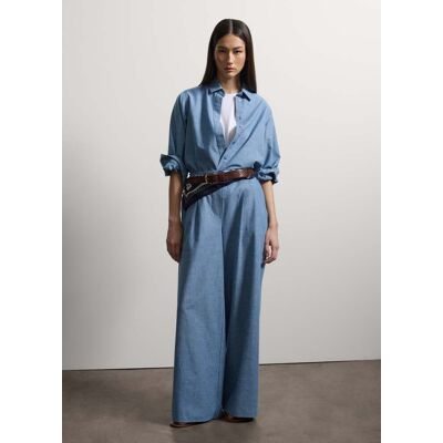 Stefanel - Pantaloni denim azzurri in puro cotone relaxed fit, Donna, Lavaggio chiaro, Taglia S Stefanel - Pantaloni denim azzurri in puro cotone relaxed fit, Donna, Lavaggio chiaro, Taglia S