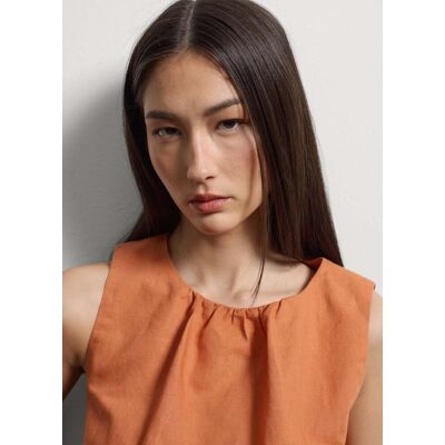 Stefanel - Top senza maniche arancione in misto lino e cotone oversize fit, Donna, Arancione, Taglia XL Stefanel - Top senza maniche arancione in misto lino e cotone oversize fit, Donna, Arancione, Taglia XL