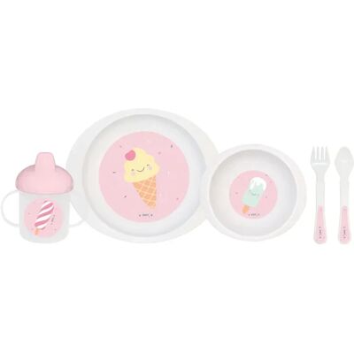 Saro - Pocket Ice Cream Set - Rosa - Baby Dishes and Cutlery Saro - Pocket Ice Cream Set - Rosa - Baby Dishes and Cutlery