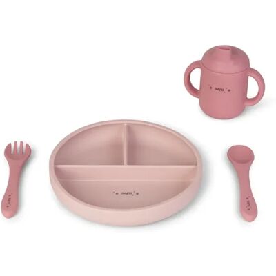 Saro Baby - Food And Fun Silicone Feeding Set Blossom - Set di alimentazione Saro Baby - Food And Fun Silicone Feeding Set Blossom - Set di alimentazione