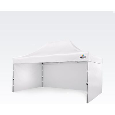 BRIMO - Gazebo estensibile a fisarmonica 3x4,5m - Bianco - 3 pareti - Gazebo BRIMO - Gazebo estensibile a fisarmonica 3x4,5m - Bianco - 3 pareti - Gazebo
