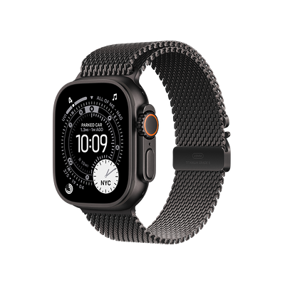 Apple Watch Ultra 3 GPS + Cellular, Cassa in titanio nero (49 mm) con Loop in maglia milanese in titanio nero - Medium Apple Watch Ultra 3 GPS + Cellular, Cassa in titanio nero (49 mm) con Loop in maglia milanese in titanio nero - Medium
