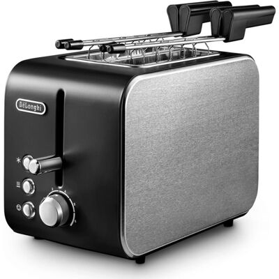DeLonghi CTX 2203.BK tostapane 2 fetta/e 550 W Nero, Argento DeLonghi CTX 2203.BK tostapane 2 fetta/e 550 W Nero, Argento