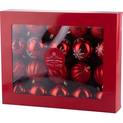Galileo <p>Set 20 palle di Natale rosse decorate Ø 8 cm in scatola kraft con finestra, Santa's House</p> Galileo <p>Set 20 palle di Natale rosse decorate Ø 8 cm in scatola kraft con finestra, Santa's House</p>