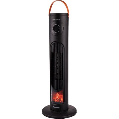 <p>Termoventilatore a torretta 2000W, display con effetto camino, nero, Kooper</p> <p>Termoventilatore a torretta 2000W, display con effetto camino, nero, Kooper</p>