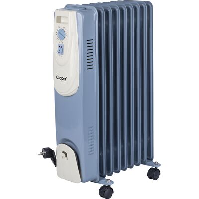 <p>Radiatore a olio 9 elementi con ruote, blu e avorio, 2000 W, Nine Kooper</p> <p>Radiatore a olio 9 elementi con ruote, blu e avorio, 2000 W, Nine Kooper</p>