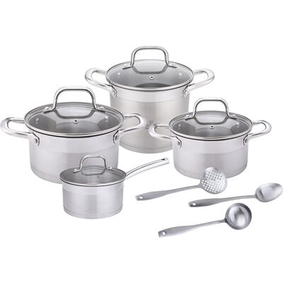 Galileo <p>Batteria 11 pezzi, in acciaio inox 18/10, induzione, Inox SìChef</p> Galileo <p>Batteria 11 pezzi, in acciaio inox 18/10, induzione, Inox SìChef</p>