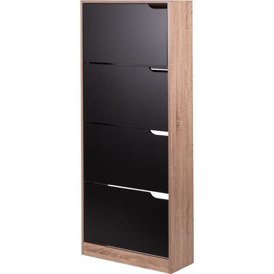 Galileo <p>Scarpiera 4 ante a ribalta 60x23xh150 cm, nero e rovere</p> Galileo <p>Scarpiera 4 ante a ribalta 60x23xh150 cm, nero e rovere</p>