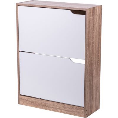 Galileo <p>Scarpiera 2 ante a ribalta 60x23x80 cm, bianco e rovere</p> Galileo <p>Scarpiera 2 ante a ribalta 60x23x80 cm, bianco e rovere</p>