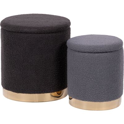 Galileo <p>Set 2 pouf contenitore in tessuto effetto teddy, Sibilla</p> Galileo <p>Set 2 pouf contenitore in tessuto effetto teddy, Sibilla</p>