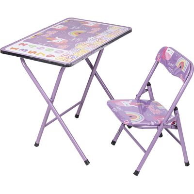 Galileo <p>Tavolo e sedia per bambini, decoro unicorni, lilla, Sibilla</p> Galileo <p>Tavolo e sedia per bambini, decoro unicorni, lilla, Sibilla</p>