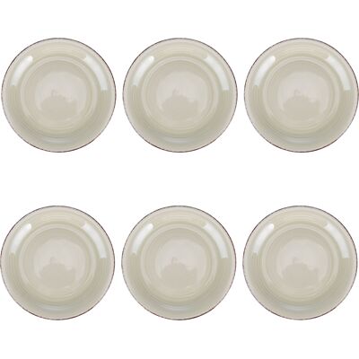 Tivoli <p>Set 6 piatti piani in gres dipinto a mano, sabbia, 4 Toni</p> Tivoli <p>Set 6 piatti piani in gres dipinto a mano, sabbia, 4 Toni</p>