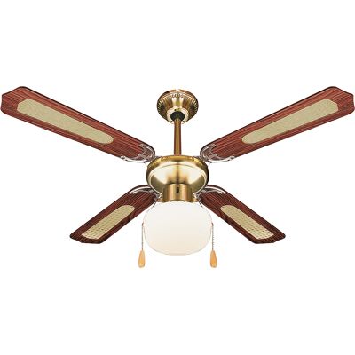 <p>Ventilatore/lampadario a soffitto 4 pale Ø106cm marrone, Kooper</p> <p>Ventilatore/lampadario a soffitto 4 pale Ø106cm marrone, Kooper</p>
