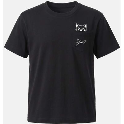 Ynot ? T-Shirt Donna Nera Comoda Con Taschino E Gatto L Ynot ? T-Shirt Donna Nera Comoda Con Taschino E Gatto L