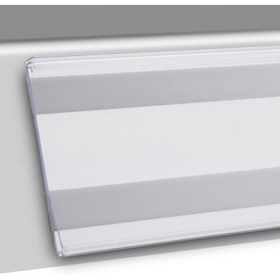 SPRINTIS 1 Unità - Profilo portaprezzi DBR autoadesivo con bordo a C a scatto 73 mm 1000 mm per incollare (nastro in schiuma), PVC, trasparente SPRINTIS 1 Unità - Profilo portaprezzi DBR autoadesivo con bordo a C a scatto 73 mm 1000 mm per incollare (nastro in schiuma), PVC, trasparente