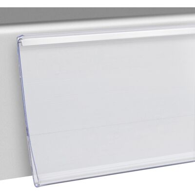 SPRINTIS 1 Unità - Profilo portaprezzi DBR autoadesivo con bordo a C a scatto 64 mm 1000 mm per incollare (nastro adesivo standard), PVC, trasparente SPRINTIS 1 Unità - Profilo portaprezzi DBR autoadesivo con bordo a C a scatto 64 mm 1000 mm per incollare (nastro adesivo standard), PVC, trasparente