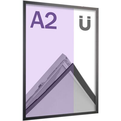 SPRINTIS 1 Unità - Cornice magnetica per poster, A2, squadrata, su un lato, argento/nero A2 420 x 594 mm, alluminio Plastica, argento nero SPRINTIS 1 Unità - Cornice magnetica per poster, A2, squadrata, su un lato, argento/nero A2 420 x 594 mm, alluminio Plastica, argento nero