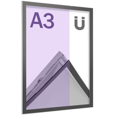 SPRINTIS 1 Unità - Cornice magnetica per poster, A3, squadrata, su un lato, argento/nero A3 297 x 420 mm, alluminio Plastica, argento nero SPRINTIS 1 Unità - Cornice magnetica per poster, A3, squadrata, su un lato, argento/nero A3 297 x 420 mm, alluminio Plastica, argento nero
